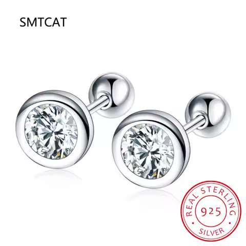 2ct Moissanite Earrings For Women Men Lab Diamond White Gold Plated 925 Sterling Silver Screws Stud 