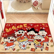 Dorah A Dream New Year Red Entrance Door Mat Silk Loop Dirt-Resistant Foot Mat Household No-Care Ent