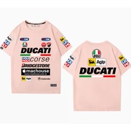 T-Shirts Round Short Sleeve Stretch MOTOGP DUCATI Motorcycle 1199 1299 899 V2 Monster696 821 797 659