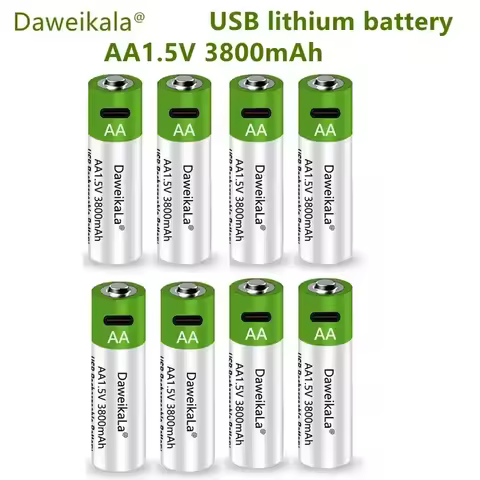 AA USB Rechargeable Lithium Ion Battery 1.5V AA 3800mah Power Bank Lifepo4 Batteries Aaa Recharable 