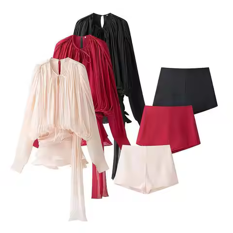 Dress Set Sweet Women Top Elegant Lantern Yarn Dress Women Spring New Short Waist Cinched Irregular 