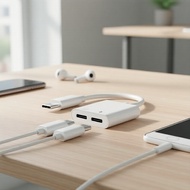 USB-C to 3.5mm Audio Jack Adapter, 2-in-1 with USB-C Charging Ports for Samsung S25/S24 Pro