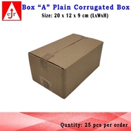 【packing shop] eJr Store - 25 pcs of Plain Corrugated Box A / Box A / 20cm x 12cm x 9cm (L x W x H)