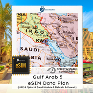 【eSIM】Gulf Arab 5 eSIM Countries (UAE | Qatar | Saudi | Bahrain | Kuwait) eSim Data Plan (3GB–10GB) 