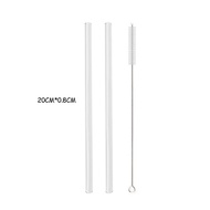【】 200*8mm Reusable Glass Straw Set High Smoothie Cocktails Straw Healthy Eco Friendly Drinking Stra