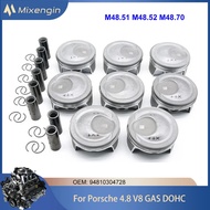 Engine Piston & Ring Kit Fit M48.51 M48.52 M48.70 4.8 V8 GAS For Porsche Cayenne Panamera 9PA 92A 97