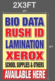 BIO DATA, RUSH ID TARPAULIN PRINT 2X3FT &amp; 3X4FT