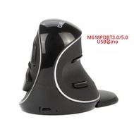 DELUX | Delux M618PD ไร้สาย + BT Ergonomic แนวตั้งชาร์จเมาส์ 4000DPI 6 ปุ่ม Palm Rest สําหรับ PC คอม