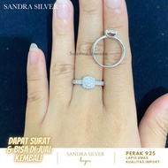 925 Silver Ring with white gold plated gemstone variation Cincin Silver 925 Original