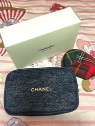 Chanel贈品牛仔化妝袋 全新已改裝連調節鏈 +Estee Lauder散紙包