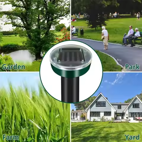 Solar Ultrasonic Mole Repellent Electronic Snake Insect Repeller High Power Vibration Built Battery 