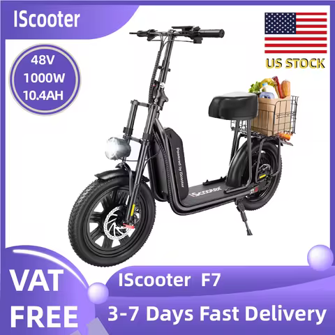 ISCOOTER F7 Adult Electric Scooter 1000W Motor E Scooter 16 Inch Tires All-Terrain E-Scooter 48V10.4
