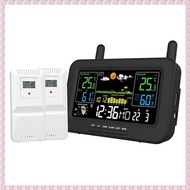 (QBEP) Multi-Function Color Screen Digital Weather Station Weather Station Radio Clock with Wireless