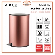Mocha Pedal Trash Can Automatic Open Foot Step Stainless Steel Soft Closed 12L Dustbin (MD12-RG) - R