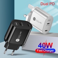 40W Double PD USB C Charger QC 3.0 EU/US/UK Fast Charger Type C  Charger QIMK
