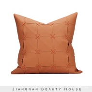 Square Wholesale Living Room Pillow Sofa Designer Lumbar Pillow Leather Pillow Modern Simple Model R