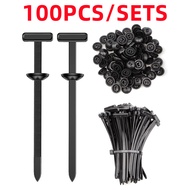 CASTA 10/20/50/100PCS Gesper Tali Kabel Universal Nylon dengan Pin dan Tombol Tali Kabel Self-Lockin