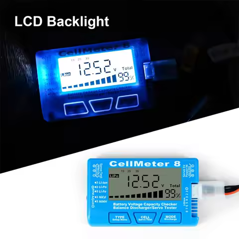 CellMeter 8 Digital Battery Capacity Checker 2-8S LiPo Li-ion LiFe Li-HV Tester Professional Voltage