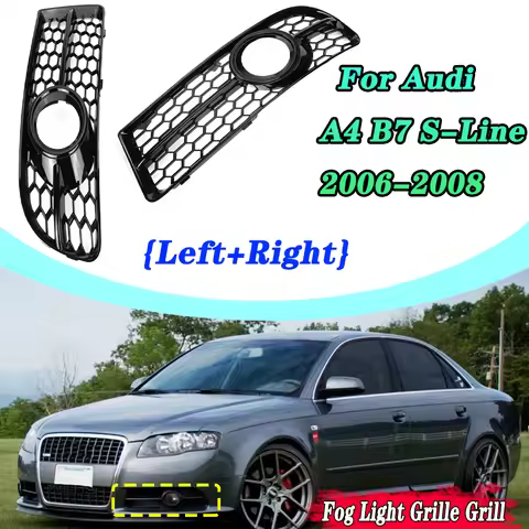 Glossy Black Car Front Fog Light Grille Honeycomb Fog Lamp Grill For Audi A4 B7 S4 B7 A4 S-Line 2005