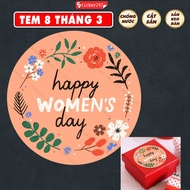 March 8 Stamps Happy International Women's Day March 8 Stamps Round Vintage Flowers Decorative Cards