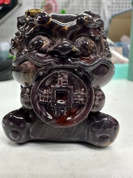 大漆吞金獸擺件