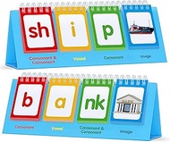 CVCC & CCVC Flip Charts, 40 Words Builder Phonic Games Freestanding Flip Chart Manipulative Spelling
