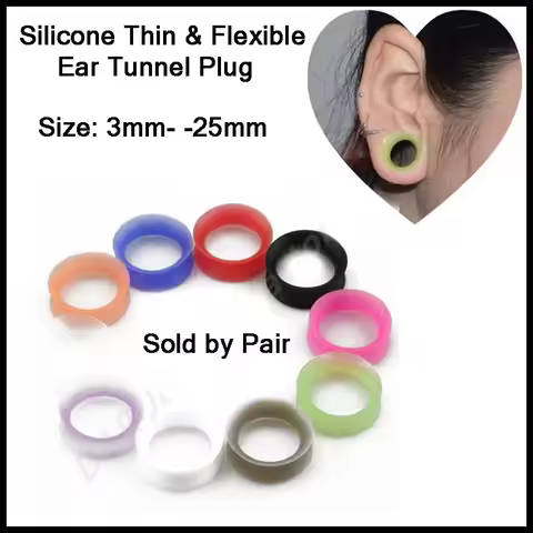 SHUIMEI PAIR Silicone&Thin Double Flared Ear Plug High Quality Piercing Assorted Color Ear Tunnel Ho