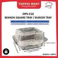 OPS-C10 (BUNDLE=±100PCS) C-10 BENXON 4" Burger Box Tray with Lock Bakery Disposable Food Tray Bekas 