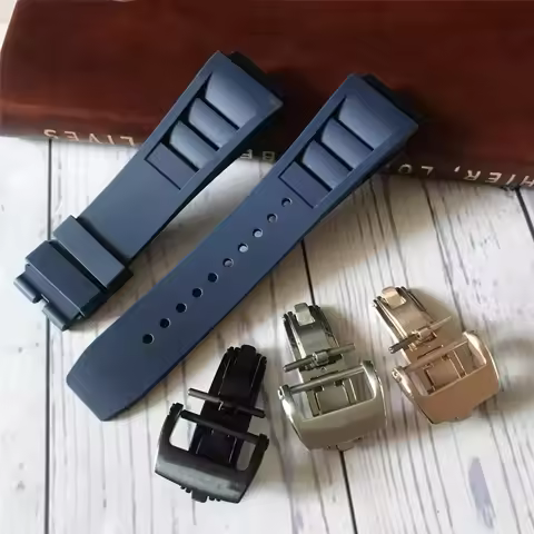 For Richard Mille Waterproof Sweatproof High Quality Horizontal Stripe Style Silicone Watch Strap 21