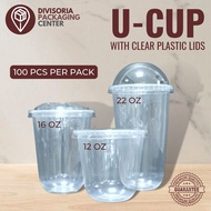 [100pcs] Plastic PP U Cup with Lid Set ( 12oz / 16oz / 22oz ) for Milk tea / Coffee
