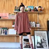 復古感條紋假兩件tshirt