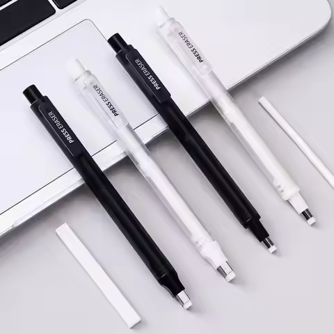 Professional Refillable Press Eraser Set No Debris Press Mechanism Eraser Pen Sketch Drawing Eraser 