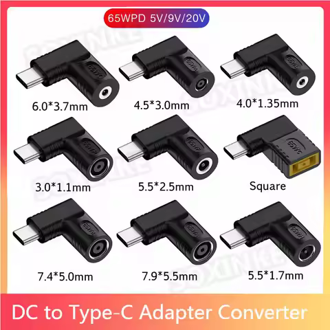 65W DC to USB C PD Power Adapter Converter 5.5X2.5 7.4X5.0 4.5X3.0mm Laptop Charger to Type C Connec