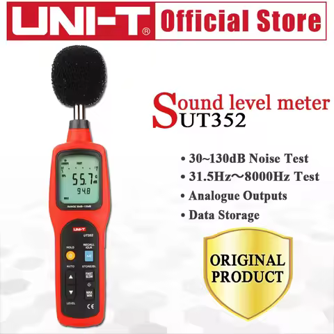 UT351 Digital Sound Level Meter 30-130dB, A/C Frequency Weighting Fast/Slow Response, with Calibrato