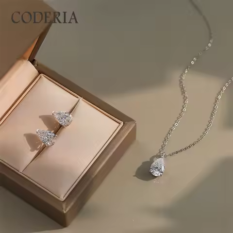 Certified 1CT 2CT Pear Cut D VVS1 Moissanite Earrings for Women 18k Gold Plated Jewelry 100% Sterlin