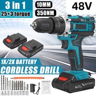 【on hand】ingco cordless drill 24V 48V Cordless Drill 2x Battery Impact Electric Drill &amp; Screwdriv
