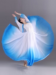 Váy Nửa Người Khiêu Vũ Cổ Điển Váy Voan Biểu Diễn 720 Độ Váy Tua Rua Lụa Mỏng Khiêu Vũ Luyện Tập Váy