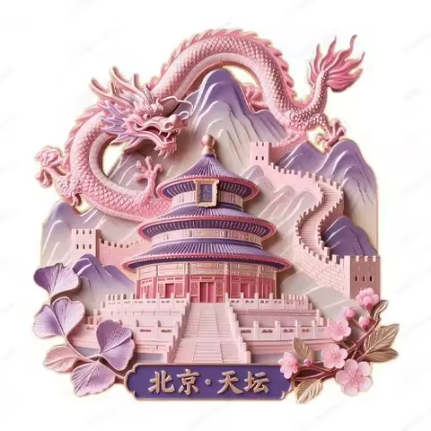 Temple of Heaven & Forbidden City Metal Fridge Magnet Set - Beijing Landmark Souvenir, Elegant Cultu