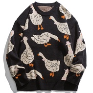 Aelfric Eden Goose Printed Sweater Crewneck Pullover Sweater Long Sleeve Casual Oversized Tops