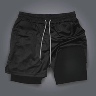 Bandai | Demon Slayer Mens Double-layer Shorts Akaza Summer Japanese Anime Fake Two-piece Sports Fit