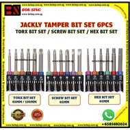 JACKLY TAMPER BIT 6PCS SET / TORX BIT SET 65MM AND 100MM / HEX BIT SET 65MM / SCREW BIT SET 65MM