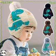 NEXTMY Baby Knitted Hat, Warm Cartoon Dinosaur Kids Earmuffs Cap,  2-8year Boy Girl Windproof Childr