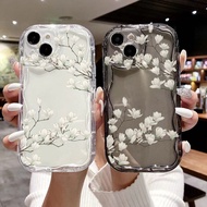 白玉兰花iPhone15透明手机壳苹果16pro高级感14pm奶油纹TPU12防摔2025.10.27