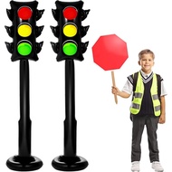 2Pcs 59Inch Jumbo PVC Stop Light Balloons Inflatable Traffic Light Balloons Race Car Party Decor Tra