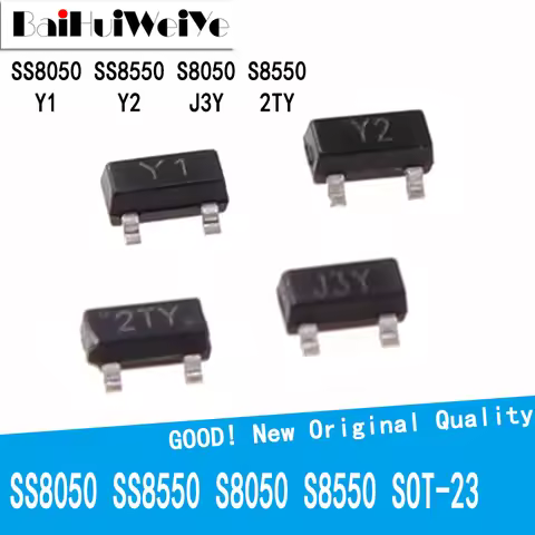 100PCS SS8050 Y1 SS8550 Y2 S8050 J3Y S8550 2TY SOT23 SMD SOT-23 PNP NPN MMBT8050 MMBT8550 New Good Q