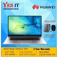 HUAWEI MateBook D15 53012TPL Laptop 15.6" (i3-1115G4, 8GB, 256GB SSD, UHD, W11, 1YW) - Free Backpack