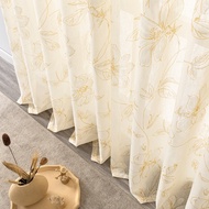 ✲❣✗ Jacquard Day Curtain Langsir Putih Sliding Door Lace Embroidery Sheer Voile Window Long Curtain with Hook Drape