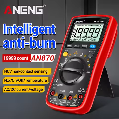 ANENG AN870 Profesional Digital Multimeter 19999 Counts True Rms AC/DC Voltage Current NCV Transisto