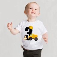 2026Summer Kid Boy T-shirts Baby Short Sleeve Excavator Tops Children Clothes Fashion Tshirt 1 2 3 4