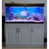 White Aquarium Stand Cabinet Terrarium Reptile Fish Tank Solid Wood Furniture Living Room Ikan Decor